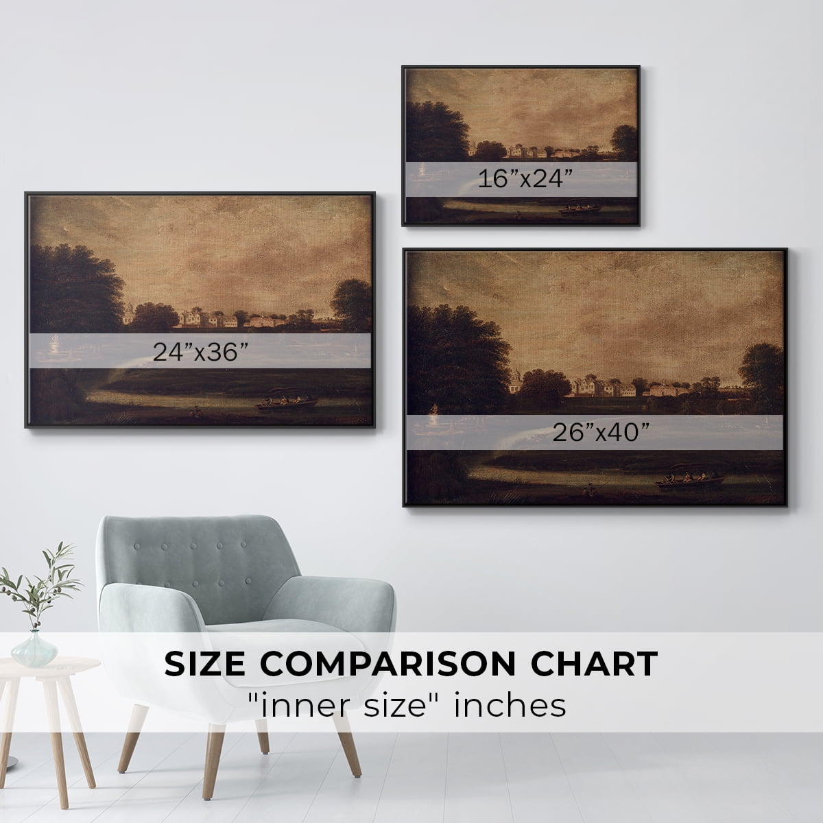 Vintage Landscape-CCCXVI By Wexford Home Framed in Black Wood Gallery Wrapped Canvas 25 in. x 37 in.