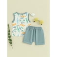 thumbnail image 5 of Musuos Toddler Baby Boy 2 Piece Summer Outfits 6M 12M 18M 24M 3Y Sea Animal Print Sleeveless Tank Tops and Elastic Shorts Set, 5 of 9