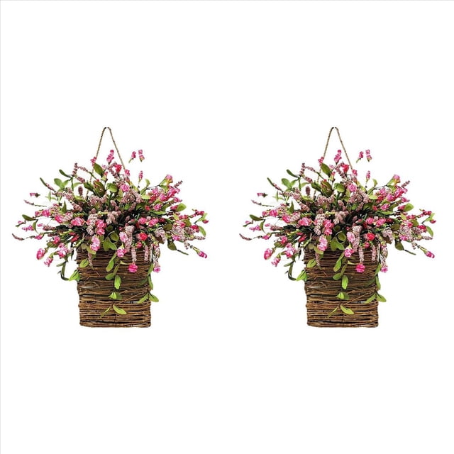 2X Guirnalda de Cesta Colgante para Puerta, Cartel de , Decoración de Puerta Delantera, de Cesta para el Día de la Madre, Decoración Hogar B