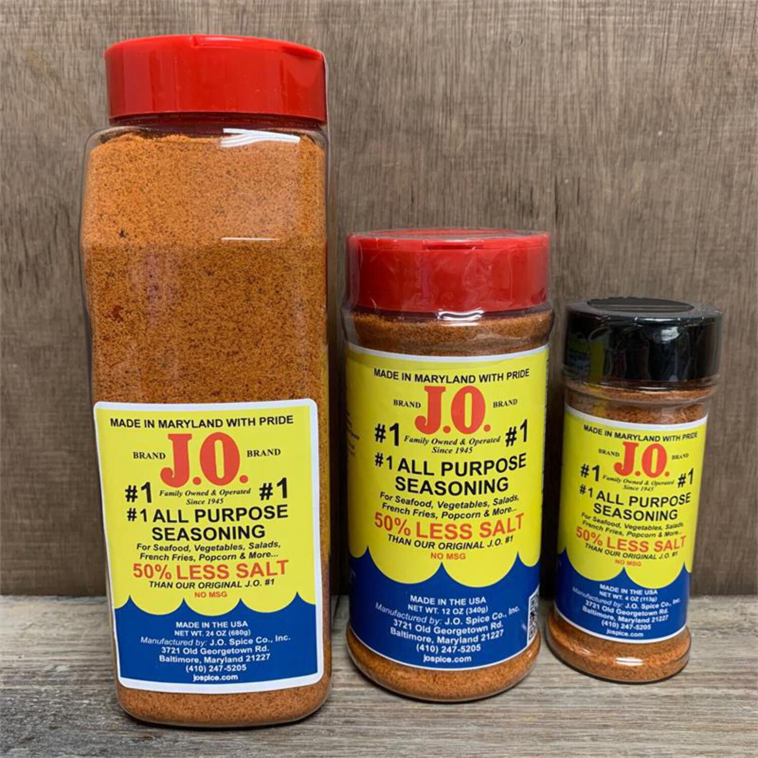 J.O. No. 1 50 Less Salt Seafood Seasoning 12oz Bottle