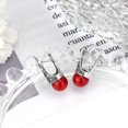 thumbnail image 3 of Vintage Flair Marcasite and Red Coral .925 Silver 8mm Earrings, 3 of 5
