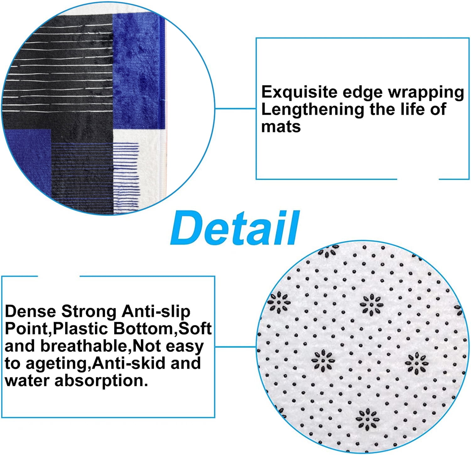 All Smiles 4-Piece Bathroom Sets Shower Curtain Set with Non-Slip Rug and Toilet Lid Cover,Blue