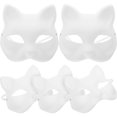 thumbnail image 1 of 5 máscaras de gato sin terminar, pintadas a mano, para mascaradas, de papel en blanco., 1 of 7