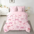thumbnail image 2 of Homewish Kawaii Bowknot Bedding Comforter Set 7 Pieces for Teens Boys Girls,Dreamy Princess Full Bedding Set Lightweight,Cartoon Bow Knot Fitted Sheet Flat Sheet,Lightweight Room Decor,Reversible, 2 of 8