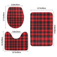 Red Plaid 3Piece Set Of Flannel Bath Mats, Highly Absorbent Toilet