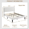 thumbnail image 3 of VECELO 3-Piece Bedroom Set Include White Queen Size Bed & 2 Oak Nightstand( 1-Drawer), 3 of 11
