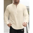 thumbnail image 4 of Shirt for Men, Mens Shirts for Summer Cotton V Neck Button Down Solid Casual Long Sleeve Pullover Tops Yellow S, 4 of 4