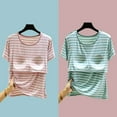 thumbnail image 4 of TODOZO Short Sleeve T Shirts for Women Striped Tshirt Women Short Sleeved T Shirt for Women Thin Cut No Need To Wear Bra Casual Top Plus Size To Show Off Weight Striped Bottom Shirt for Outer Wear, 4 of 9