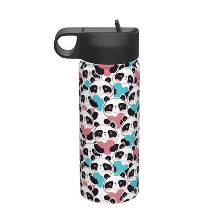 

Qekee Heart Panda Print 18OZ Sports Insulated Kettle Coffee Mug Travel Tea Mug Thermos Cup 18 Stainless Steel Water Bottle For Running Hiking Cycling