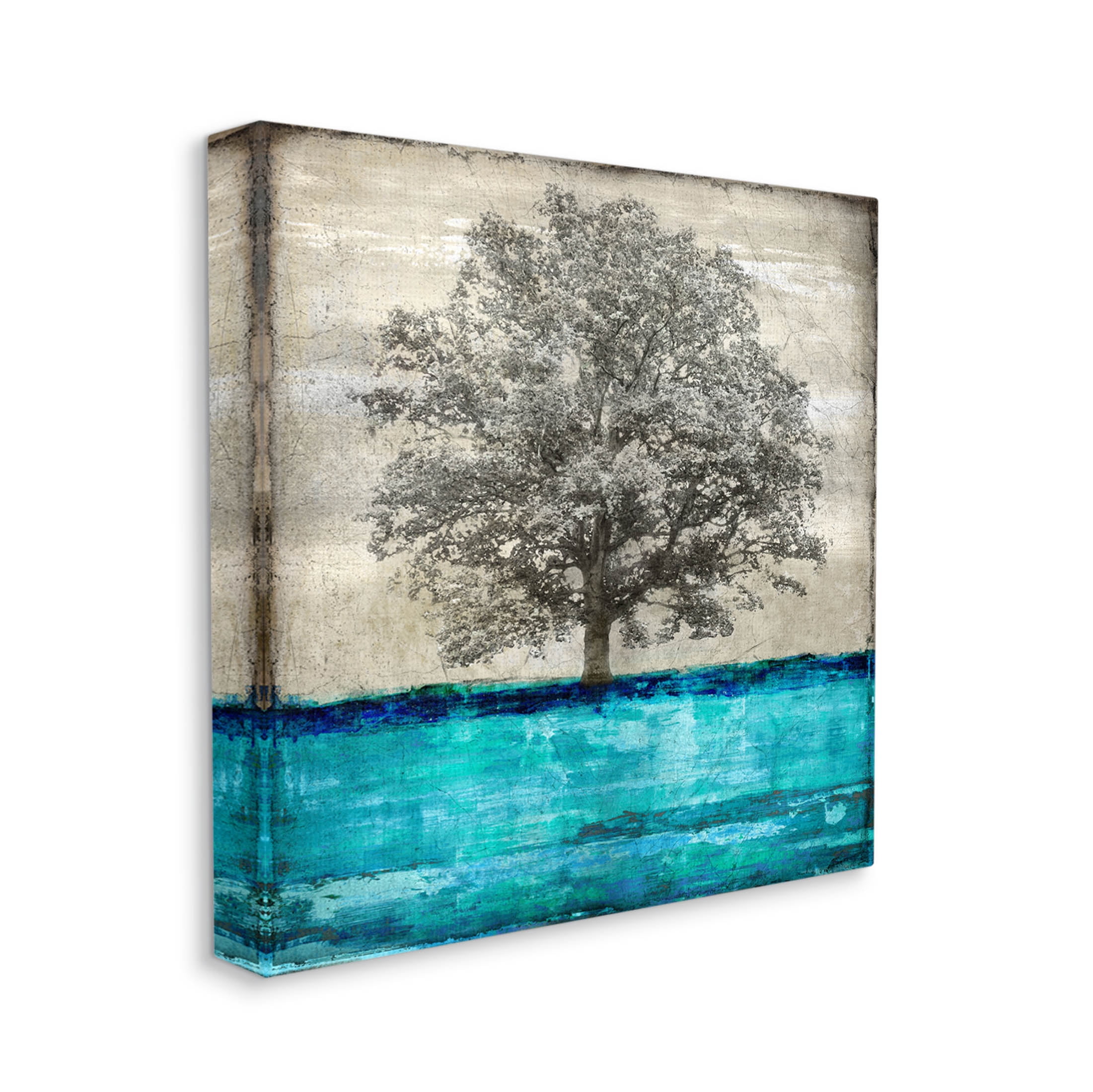Stupell Industries Modern Turquoise Tree Collage Graphic Art Gallery Wrapped Canvas Print Wall Art, Design by Eric Turner