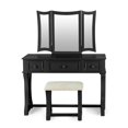 thumbnail image 3 of Poundex Furniture Wood Vanity Set with Stool and Mirror in Black, 3 of 8