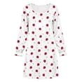 thumbnail image 4 of Spazoro Girls Night-gown Dress, Lightweight Round Neck Ruffled Cuff Strawberry Print Long Sleeve Silky Soft Loungewear Dress for Kids White Size 11-12, 4 of 8