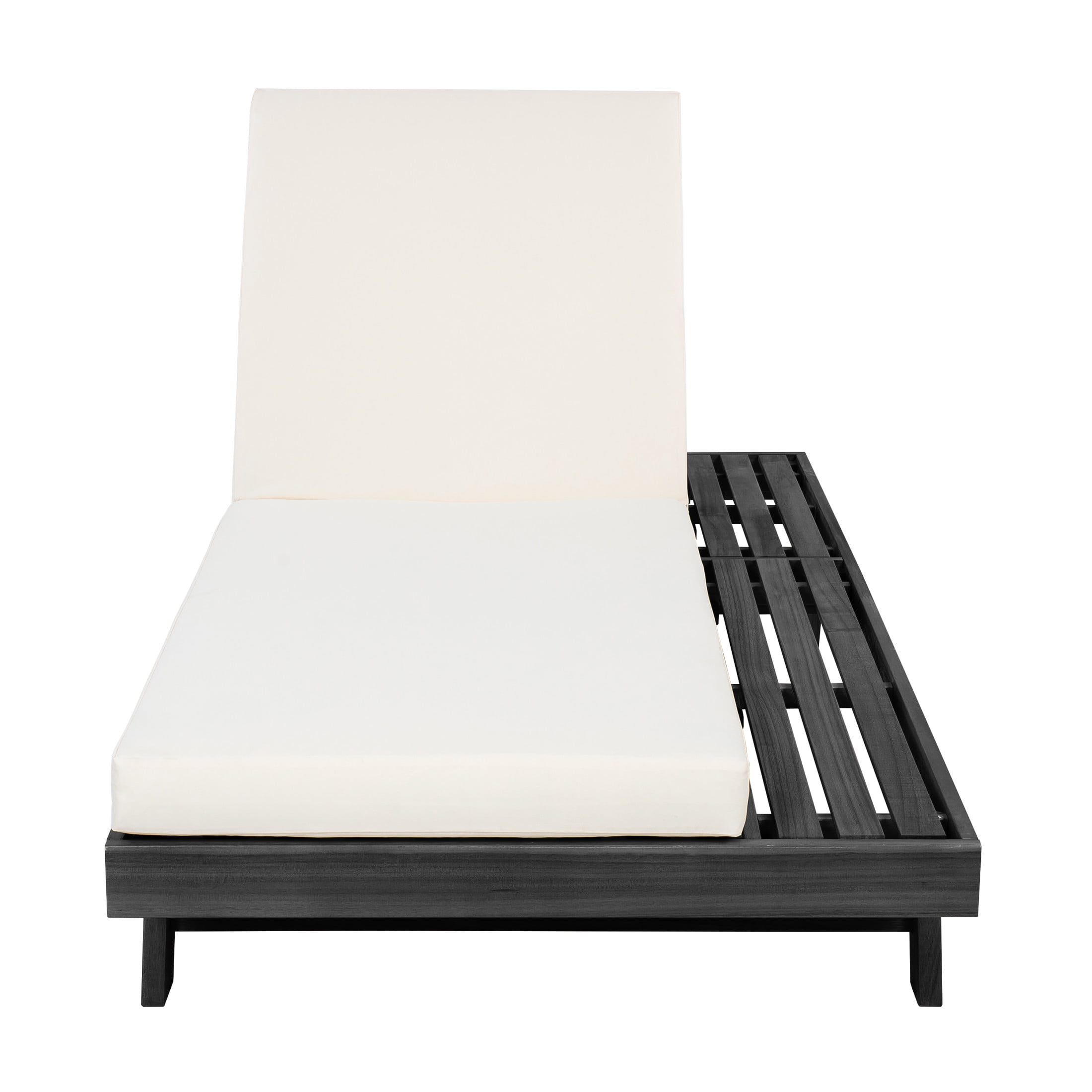 Christopher Knight Home Patio Chaise Lounge with Cushion, 4-Position Adjustable Reclining Chair, Black+Cream