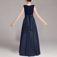 thumbnail image 7 of Girls' Sequin Embellished Satin Sleeveless Dress, Elegant formal gown for recitals, weddings and special occasions, 0-13 Years Navy 3-4 Years, 7 of 7