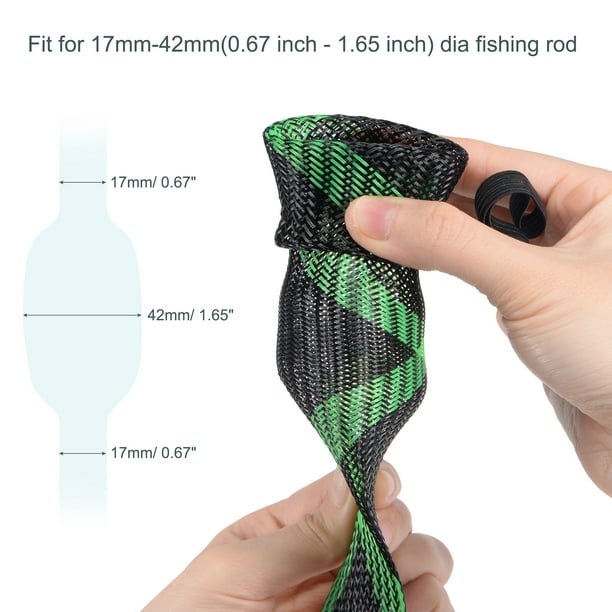 Unique Bargains Uxcell 1.7m Black Green Fishing Rod Sleeve Rod Sock Cover Braided Mesh Rod Protector 3 Pack