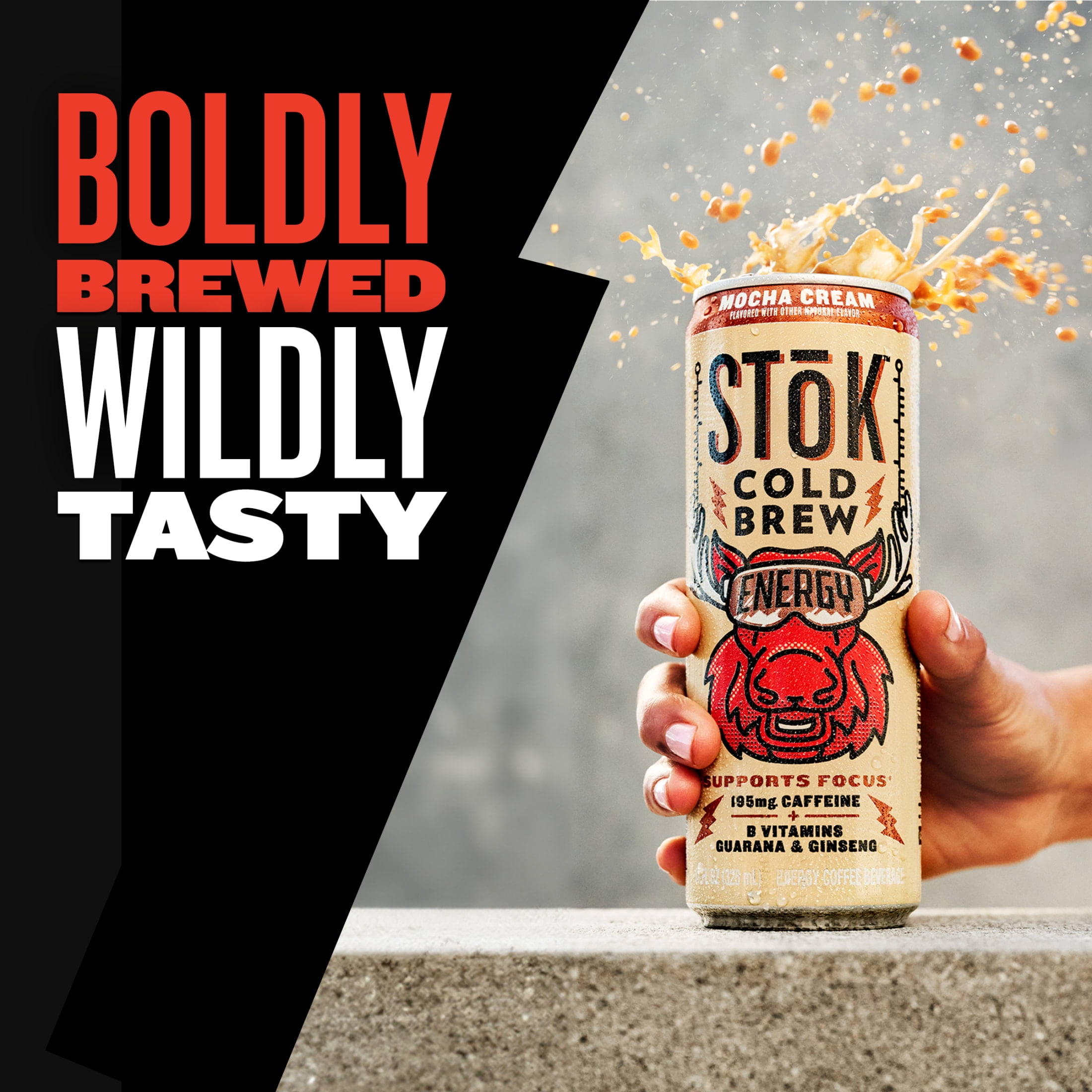 (4 pack) SToK Cold Brew Energy Mocha Cream Canned Coffee Drink, 11 fl oz