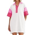 thumbnail image 1 of Vestido Wenrine polo con cuello en V para mujer, casual, verano, blanco, 1 of 6