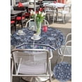 thumbnail image 5 of Outdoor Tablecloths with Umbrella Hole & Zipper, Navy Blue Floral Boho Round Tablecloths 60 Inch, Ethnic Tribe Abstract Art Flower Waterproof Table Cloth, Patio/Pool/Picnic Table Covers, 5 of 8