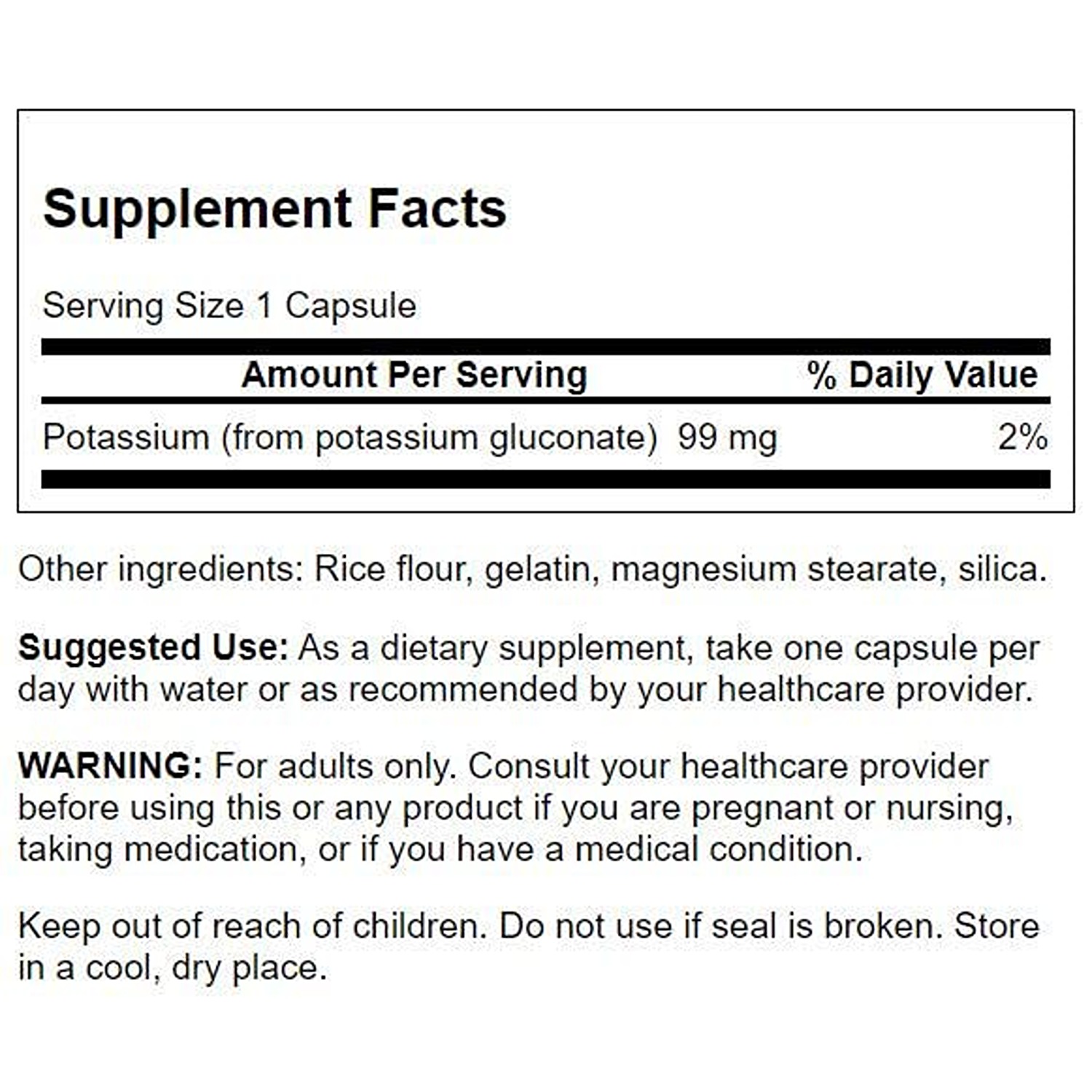Swanson Potassium (Gluconate) 99 Milligrams 100 Capsules (4 Pack)