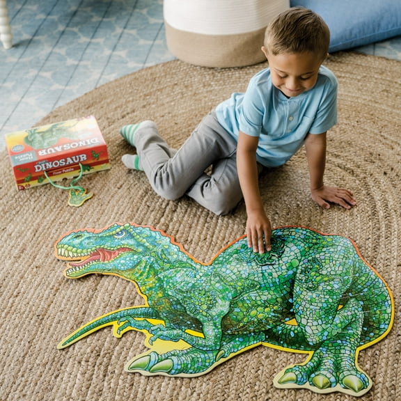 Peaceable Kingdom Dinosaur Floor Puzzle, 51 Piece Puzzle Measuring Approximately 2' x 3' Once Assembled, Floor Puzzle for Kids