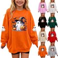 thumbnail image 2 of Qingpeng Girls Halloween Graphic Sweatshirt Ghost Pumpkin Print Long Sleeve Crewneck Pullover Top, 2 of 8