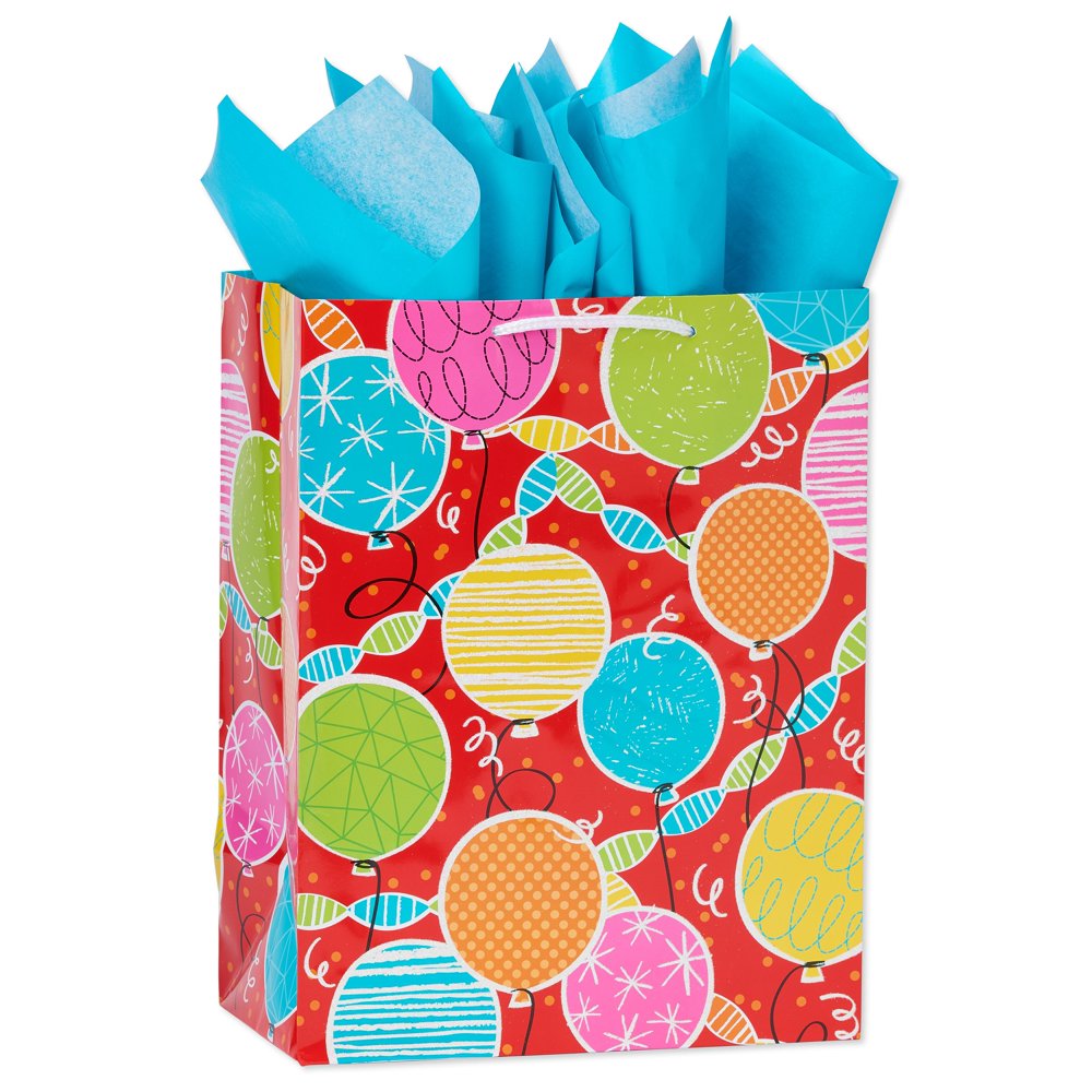 American Greetings Medium Birthday Balloons Gift Bag with Tissue Paper