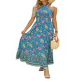 thumbnail image 3 of Femmes Été Crossover Licol Cou Sans Manches Plaid Coupé Dos Flowy une Ligne Maxi Robe Rose XL, 3 of 7