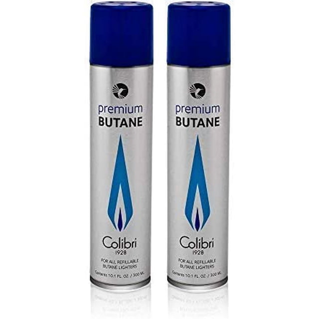 Colibri Premium Butane Refill Fuel Large 2 Gas Cans 300 Ml - Butane Gas for All Refillable Butane Lighters. - Reduces Clogged Burner Valves - 2 Pack
