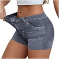 thumbnail image 3 of YYDGH Womens Faux Denim Shorts Stretchy Butt Lifting Jean Shorts Plus Size Booty Jegging Shorts for Curvy Women, 3 of 9