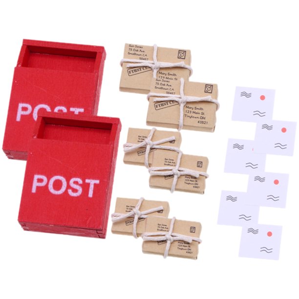 2 Sets Mini Mailbox Model Doll House Mailbox Parcels Letter Decorations
