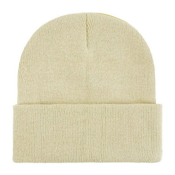 Fnooota Mens Knit Hats, Windproof Warm Solid Color Snow Winter Beanies for Men Khaki Size Free Size