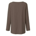 thumbnail image 5 of QUNYINEY Crew Neck Shirts for Women Long Sleeve Brown Solid Casual Tops Pullover Loose Drop Shoulder T-Shirts, 5 of 5