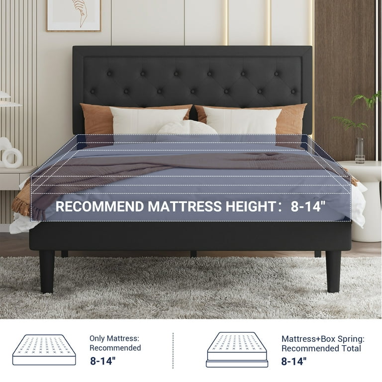 Allewie Full Size Upholstery Bed Frame for Adults with