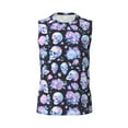 thumbnail image 6 of Lsque Blue Skull Flower Print Men's Cotton Blend Sleeveless Muscle Shirts (S-3XL)- Moisture Wicking, Odor Protection, UPF 30+,Large, 6 of 8