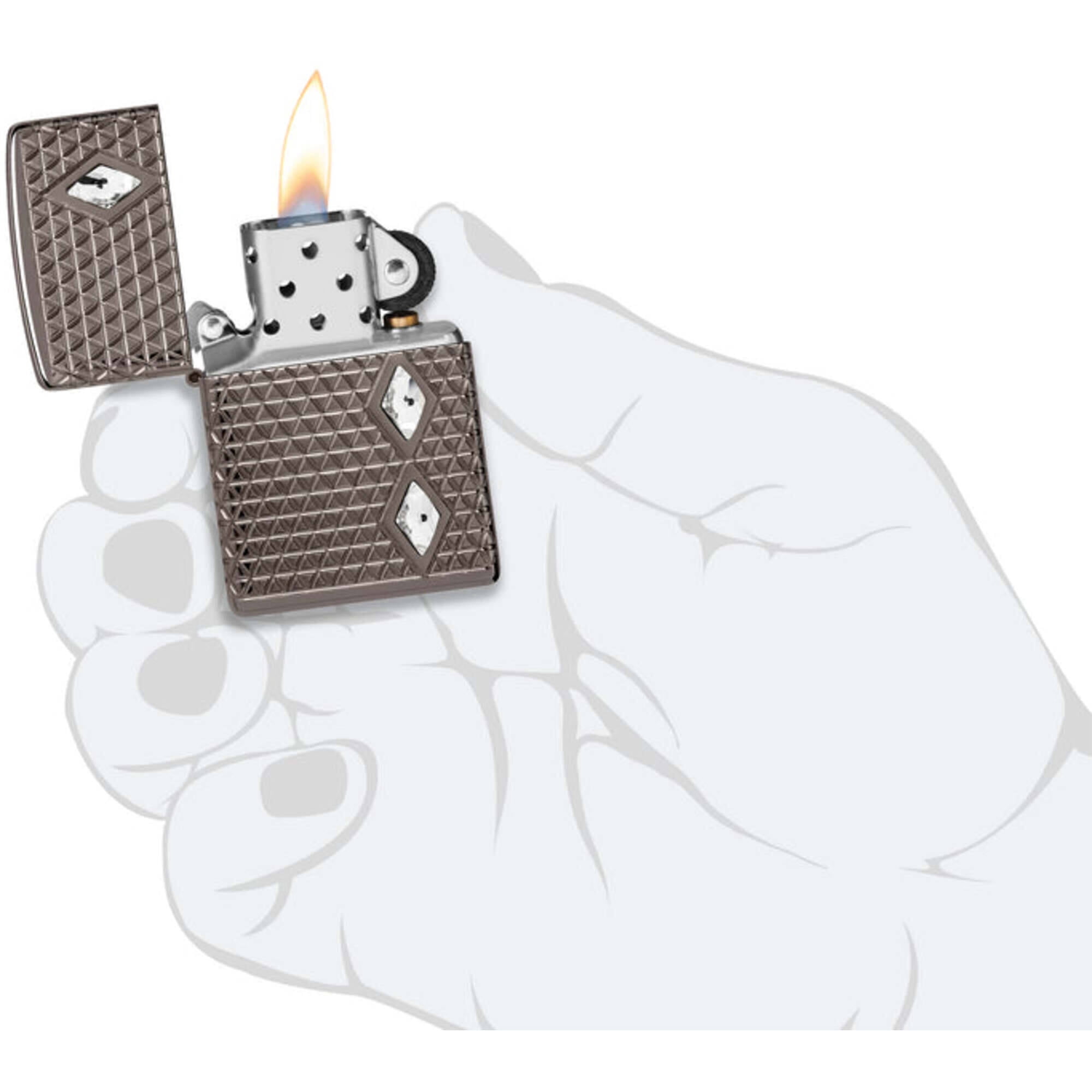 Zippo 46316 Diamond Pattern Design Black Ice Metal Pocket Lighter