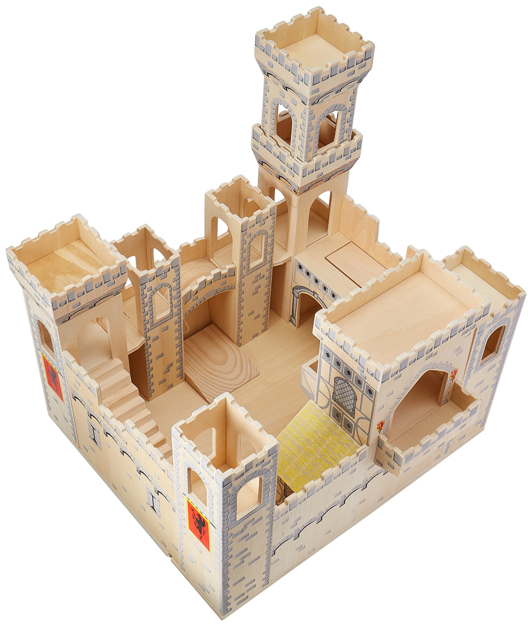 melissa & doug deluxe folding medieval wooden castle