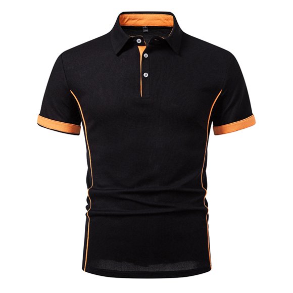 LNWUY Men's Outdoor Sport Shirt Casual Short Sleeve Slim Fit Golf Shirts Basic Regular Fit Solid Tennis Shirts Black M