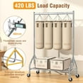 thumbnail image 3 of Heavy Duty Clothes Rack Load 420 LBS, Rolling Garment Rack with Lockable Wheels, Standing Metal Clothing Rack with Shelves, Portable Wardrobe Sturdy Coat Rack for Hanging Clothes (Silver), 3 of 17