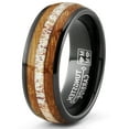 thumbnail image 2 of Metal Masters Mens Gunmetal Black Tungsten Engagement Ring Whiskey Barrel Wood Elk Antler Inlay Wedding Band 8mm, 2 of 6