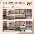 thumbnail image 3 of Ktaxon Convertible Sectional Sofa, L Shaped Couch with Storage Ottoman, Corduroy 3-Seater Couch for Small Space Living Room Khaki, 3 of 8