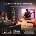 thumbnail image 4 of ULTIMEA Barra de Sonido Compacta 2.1ch para TV, Subwoofer Integrado de 3 Pulgadas, Control por Aplicación, Potencia Máxima de 120W, Barra de Sonido Todo en uno para Juegos, Bluetooth 5.4 para TV, Opc, 4 of 9