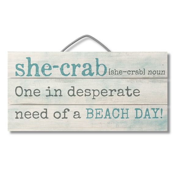 CounterArt "She Crab" Decorative Slatted Pallet Wood Sign 12" by 6"