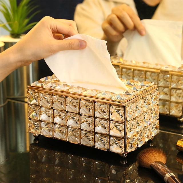 Caja de Pañuelos de Cristal de Lujo Cubre El Organizador Del Soporte de Servilleta , un dorado perfecl soporte de tejido de cristal