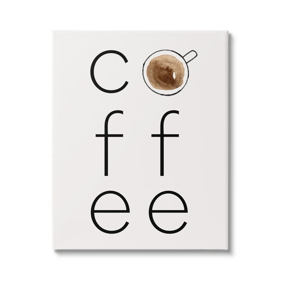 Stupell Industries Coffee Text & Mug Food & Beverage Painting Gallery Wrapped Canvas Art Print Wall Art, 16 x 20
