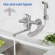 thumbnail image 4 of Wall mounted kitchen faucet, wall mounted kitchen 360° swivel mixer tap with spray gun, 23 cm swivel tube, brushed, 4 of 5