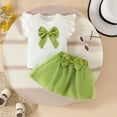 thumbnail image 2 of Afdoent Toddler Baby Girl Clothes Fly Sleeve Bowknot Ribbed Tops T Shirt Skirts Outfits Fashion 6-12 Months, 2 of 4