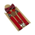 thumbnail image 2 of Conjunto de tirantes y pajarita para niños. Incluye 3 clips metálicos en forma de Y. Tirantes ajustables con elástico para disfraces formales. Rojo, 2 of 10