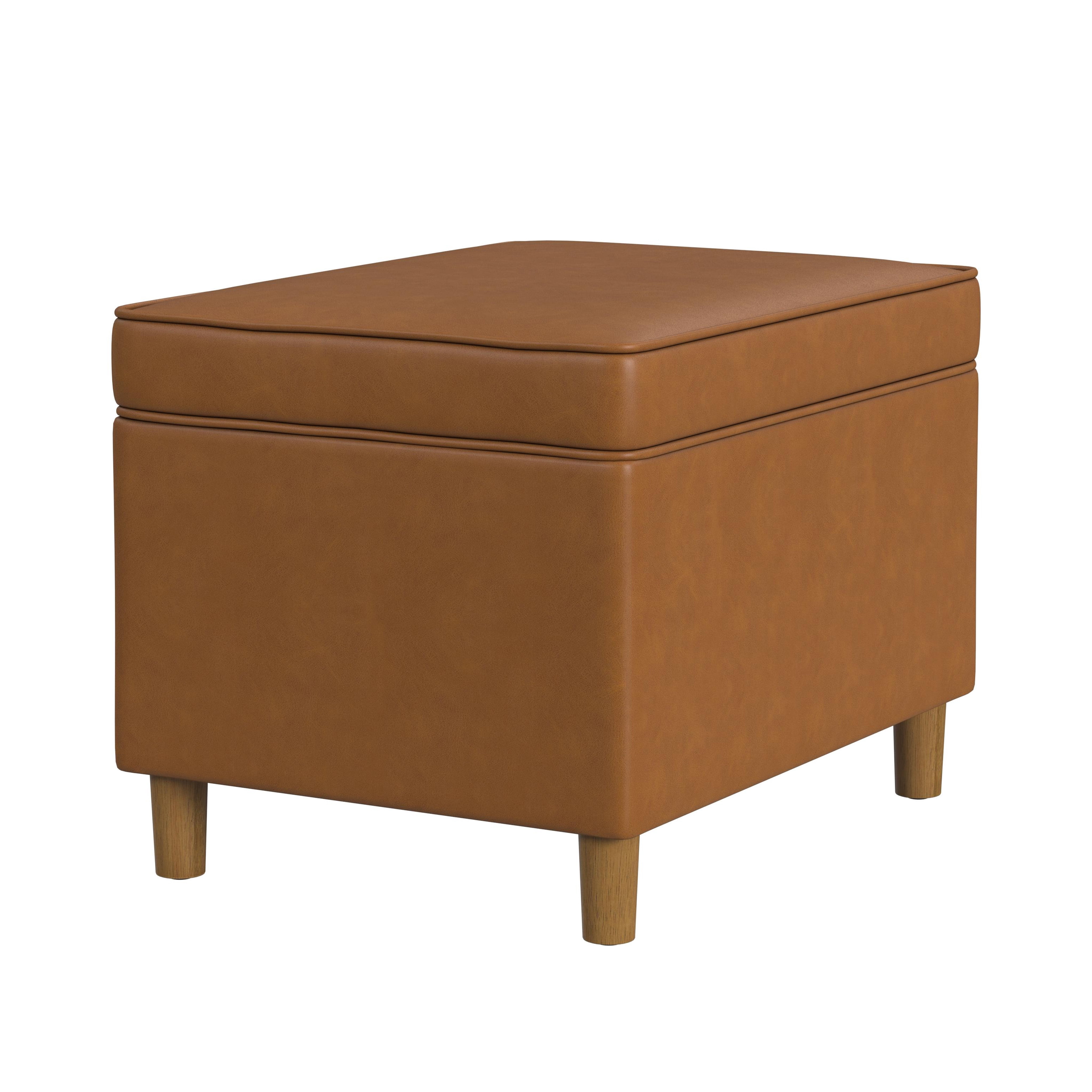 HomePop Dinah Storage Ottoman, Carmel faux leather