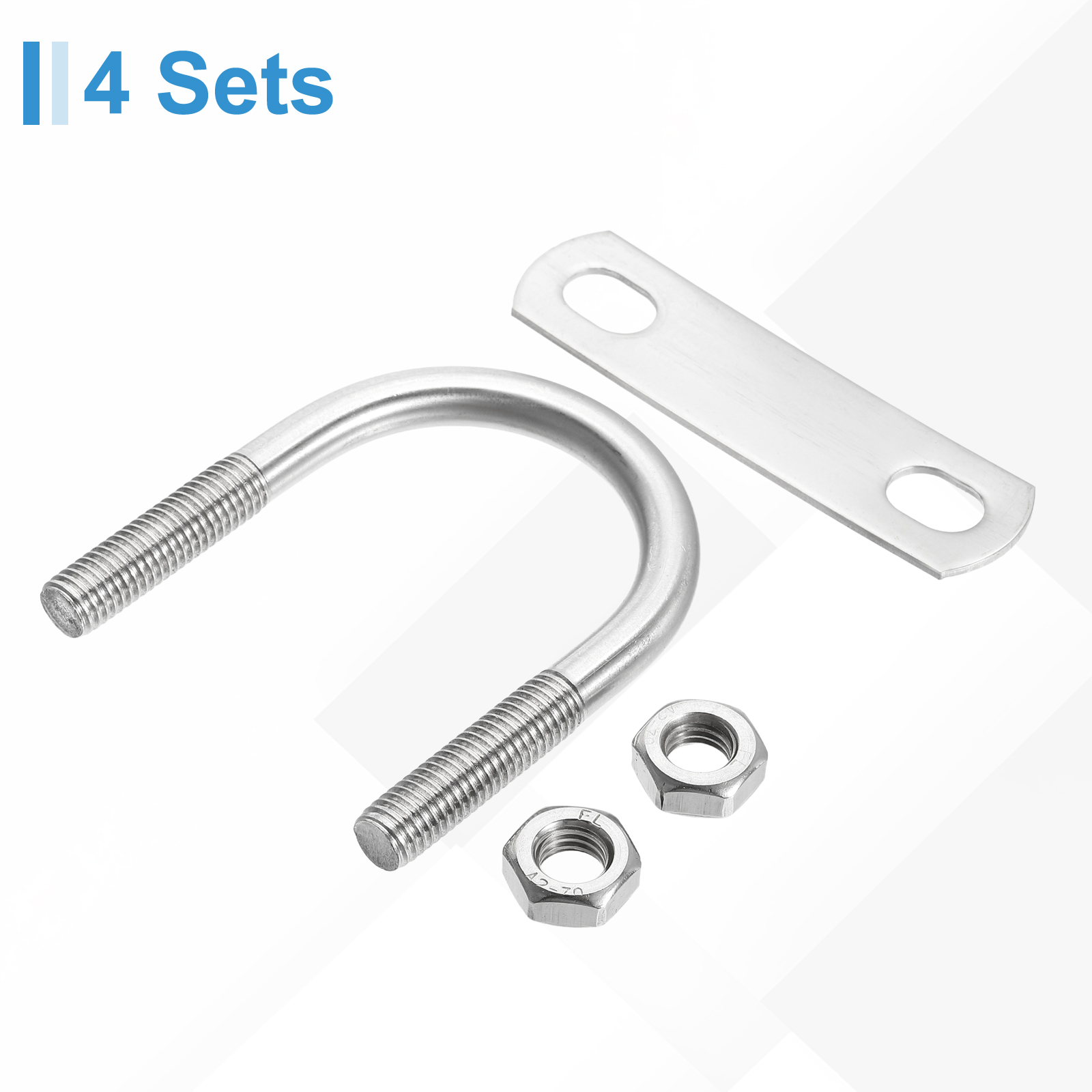 4 Sets M10 Round U-Bolts 50mm Inner Width 82mm Length U-Clamp Bolt