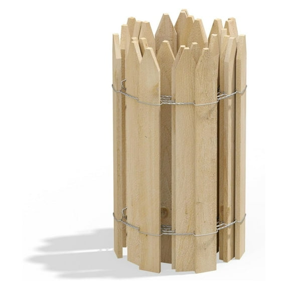 Cedar Wood Garden Picket Fence 16" H x 8' L (6-Pack, ' Total) 6-Pack, 48 ft. Total